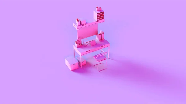 Pink Contemporary Home Office Setup Bookshare Modern Watch File Helder — стоковое фото