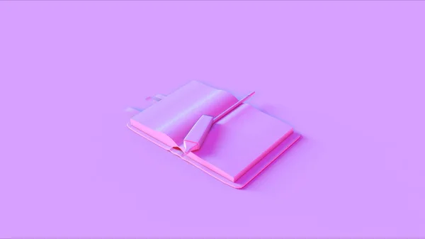 Cuaderno Pequeño Rosa Con Pequeñas Notas Postales Una Ilustración Pluma — Foto de Stock
