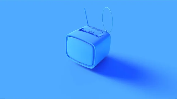 Blu Vintage Retro Televisione Set Con Ariel Illustrazione Rendering — Foto Stock