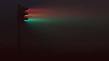 Traffic Lights Signals in a Dark Foggy Environment on a Long Exposure 3d illustration 3d render clipart