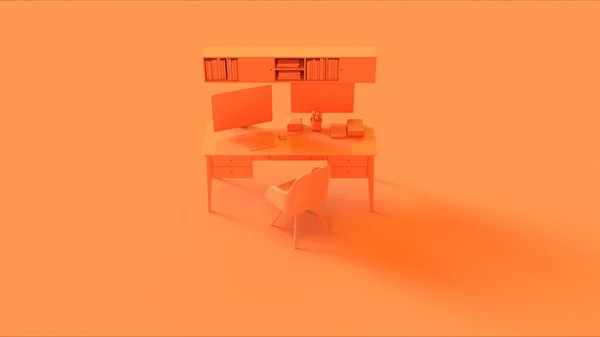 Kitaplık Poster Bir Kaktüs Illüstrasyon Render Ile Orange Çağdaş Home — Stok fotoğraf