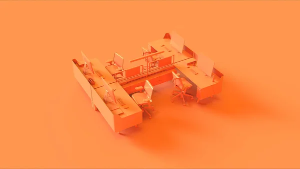 Orange Traditional Desk Office Налаштування Ілюстрація Рендеринга — стокове фото