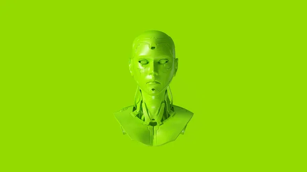 Zöld Cyborg Bust Illusztráció Render — Stock Fotó