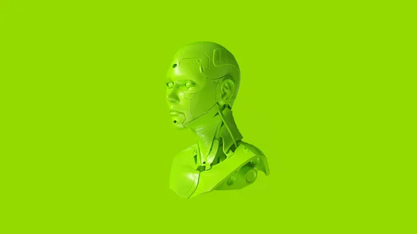 Groene Cyborg Buste Illustratie Renderen — Stockfoto