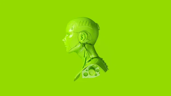 Rendering Del Busto Cyborg Verde Illustrazione — Foto Stock