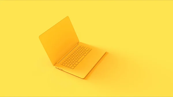 Amarillo Laptop Ilustración Render —  Fotos de Stock