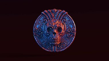 Antique Bronze Skull Coin 3d illustration clipart