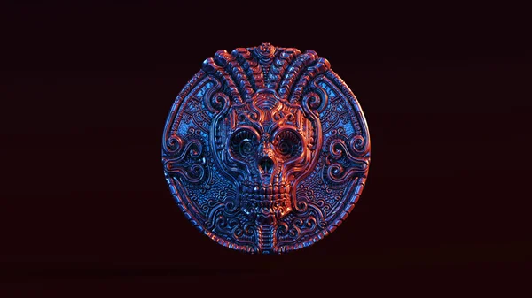 Antique Bronze Skull Coin 3d illustration