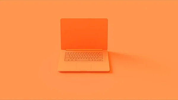 Orange Laptop Renderização Ilustração — Fotografia de Stock