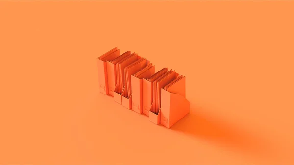 オレンジオフィス空の垂直ボックスファイル3Dイラスト3Dレンダリング — ストック写真