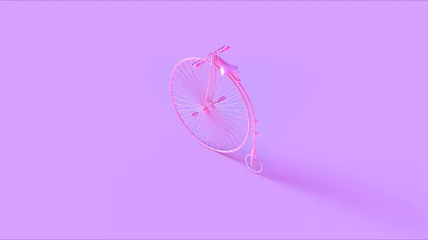 Pink Penny Farthing Bicycle 3d illustration 3d render