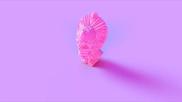 Розовый Племенной Череп Маска Статуи Бюст Иллюстрации — стоковое фото
