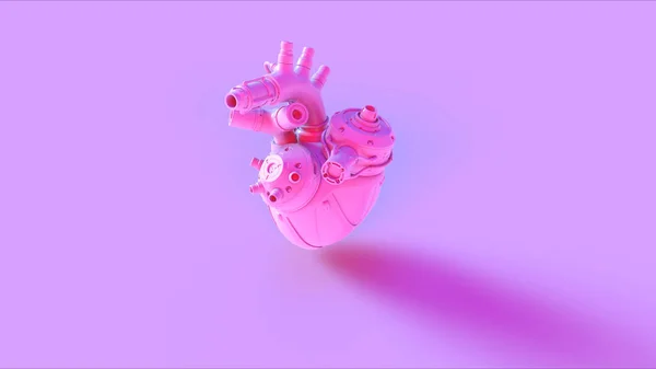 Pink Mesterséges Szív Cyborg Illusztráció Renderelés — Stock Fotó