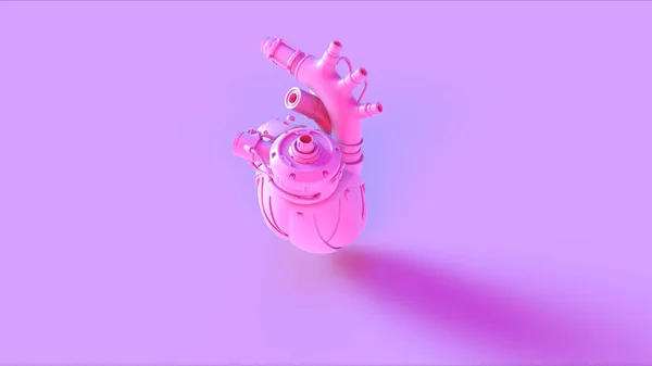 Corazón Artificial Rosa Cyborg Ilustración Render —  Fotos de Stock