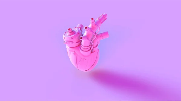 Pembe Yapay Kalp Cyborg Illüstrasyon Render — Stok fotoğraf