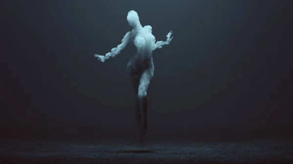 Sexy Smoke Ghost Dancer Floating Foggy Void Illustration Rendering — стоковое фото