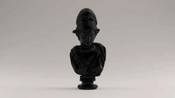Zwarte Minerva Buste Sculptuur Front View Illustratie Renderen — Stockfoto