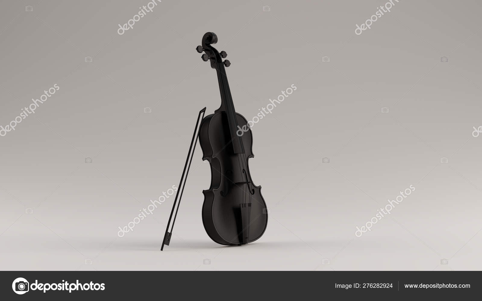 Black Violin Bow Quarter Right View Illustration Render — Stock Photo