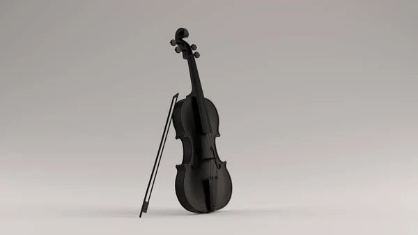 Svart Violin Och Båge Kvartal Höger Visa Illustration Render — Stockfoto