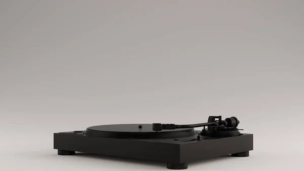 Siyah Vintage Turntable Kayıt Player Sol Görünüm Illüstrasyon Render — Stok fotoğraf