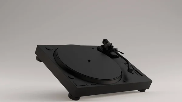 Siyah Vintage Turntable Kayıt Player Açılı Sağ Görünüm Illüstrasyon Render — Stok fotoğraf