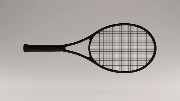 イラスト レンダリングのブラック テニス ラケット フロント — ストック写真