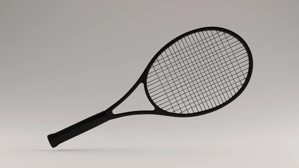 Svart Tennis Racket Front Vinklad Illustration Render — Stockfoto