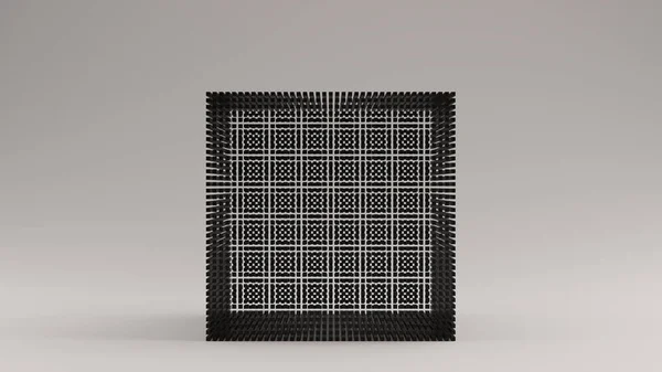 Cubo Negro Hecho Montón Pequeños Cubos Con Aliasing Visual Stroboscopic —  Fotos de Stock