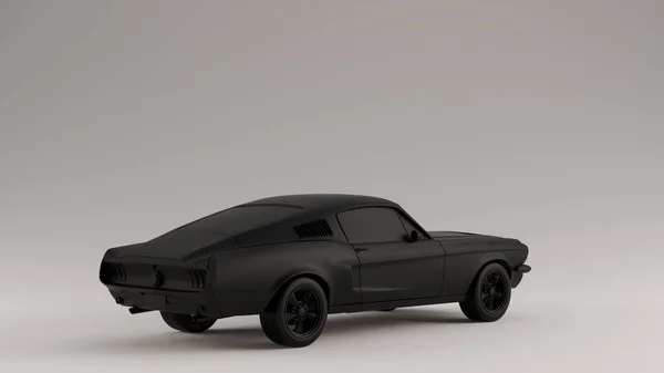 Preto Poderoso Músculo Preto Carro Ilustração Render — Fotografia de Stock