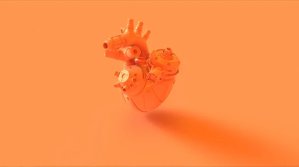 Orange Artificial Heart Cyborg 3d illustration 3d render
