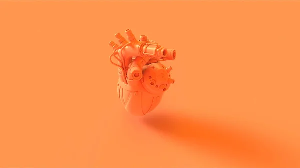 Arancione Cuore Artificiale Cyborg Illustrazione Rendering — Foto Stock