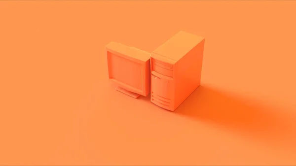 Orange Old Desktop Monitor Иллюстрация Render — стоковое фото