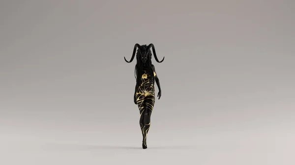 Μαύρο Ένα Χρυσό Κακό Μάγισσα Ένα Κεφάλι Φόρεμα Απεικόνιση Απόδοση — Φωτογραφία Αρχείου