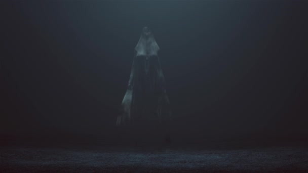 Floating Evil Spirit Wind Blowing Sheet Foggy Void Animation — Stock Video