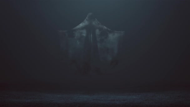 浮动鬼邪恶精神与在雾气虚空3D动画 — 图库视频影像