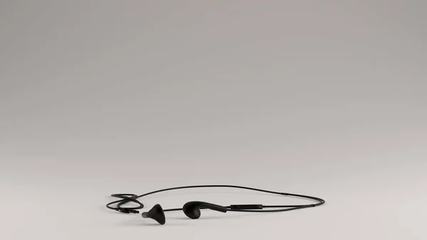 Auriculares Negros Oído Buds Ilustración Render — Foto de Stock