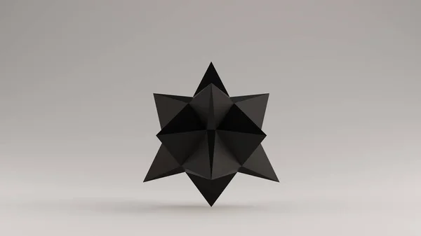 Noir Solide Géométrique Spiky Hedra Tetra Prism Illustration Render — Photo