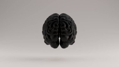 Brain Black Futuristic Artificial Intelligence Rear View 3d illustration 3d render clipart