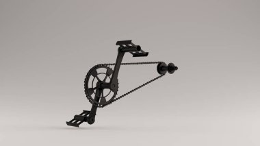 Black Bicycle Cranks Chain an Peddles 3d illustration 3d render clipart