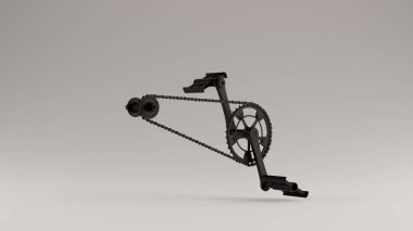Black Bicycle Cranks Chain an Peddles 3d illustration 3d render clipart