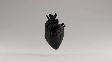 Black  Heart Anatomical 3d illustration 3d render clipart