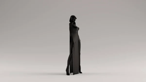 Futuriste Femme Dans Une Haute Hanche Jambe Haute Robe Fendue — Photo