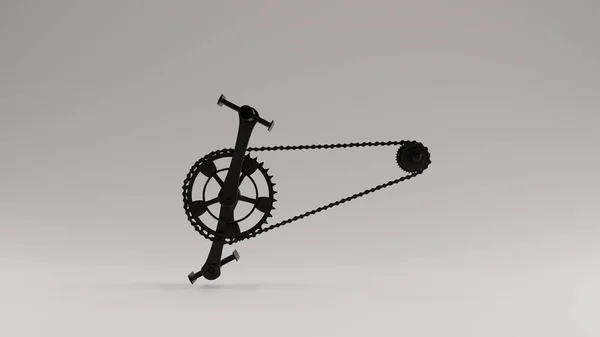 Fekete Kerékpár Cranks Lánc Egy Peddles Illusztráció Render — Stock Fotó