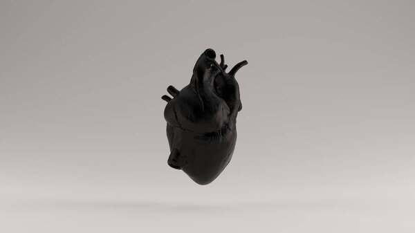Black  Heart Anatomical 3d illustration 3d render