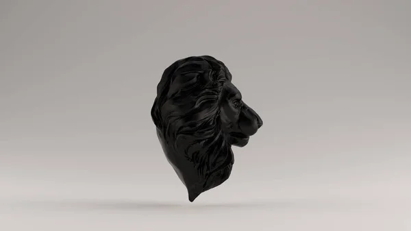 Czarny Dorosły Mężczyzna Lew Popiersie Rzeźba Przód Ilustracja — Zdjęcie stockowe