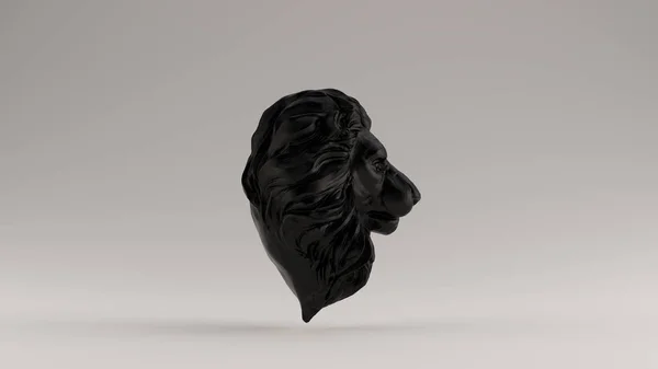 Preto Adulto Masculino Leão Busto Escultura Frente Ilustração — Fotografia de Stock