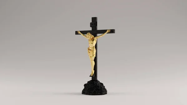 Croix Noire Jésus Christ Avec Une Couronne Épines Jésus Nazareth — Photo