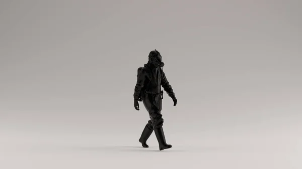 Fekete Ember Egy Hazmat Suit Gyaloglás Illusztráció Render — Stock Fotó