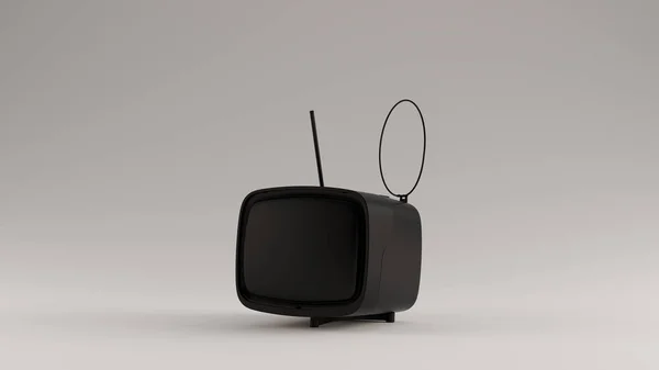 Zwarte Vintage Retro Televisie Set Met Ronde Ariel Illustratie Rendering — Stockfoto