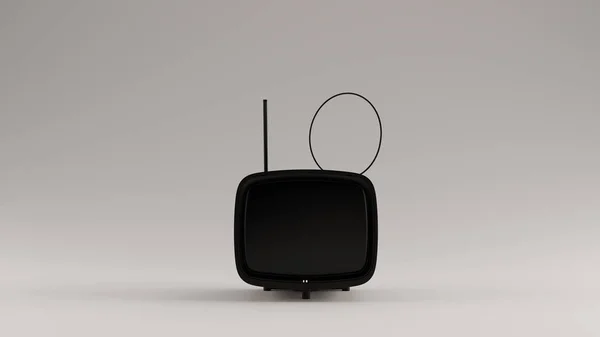 Black Vintage Retro Television Set Dengan Ariel Ilustrasi Rendering — Stok Foto